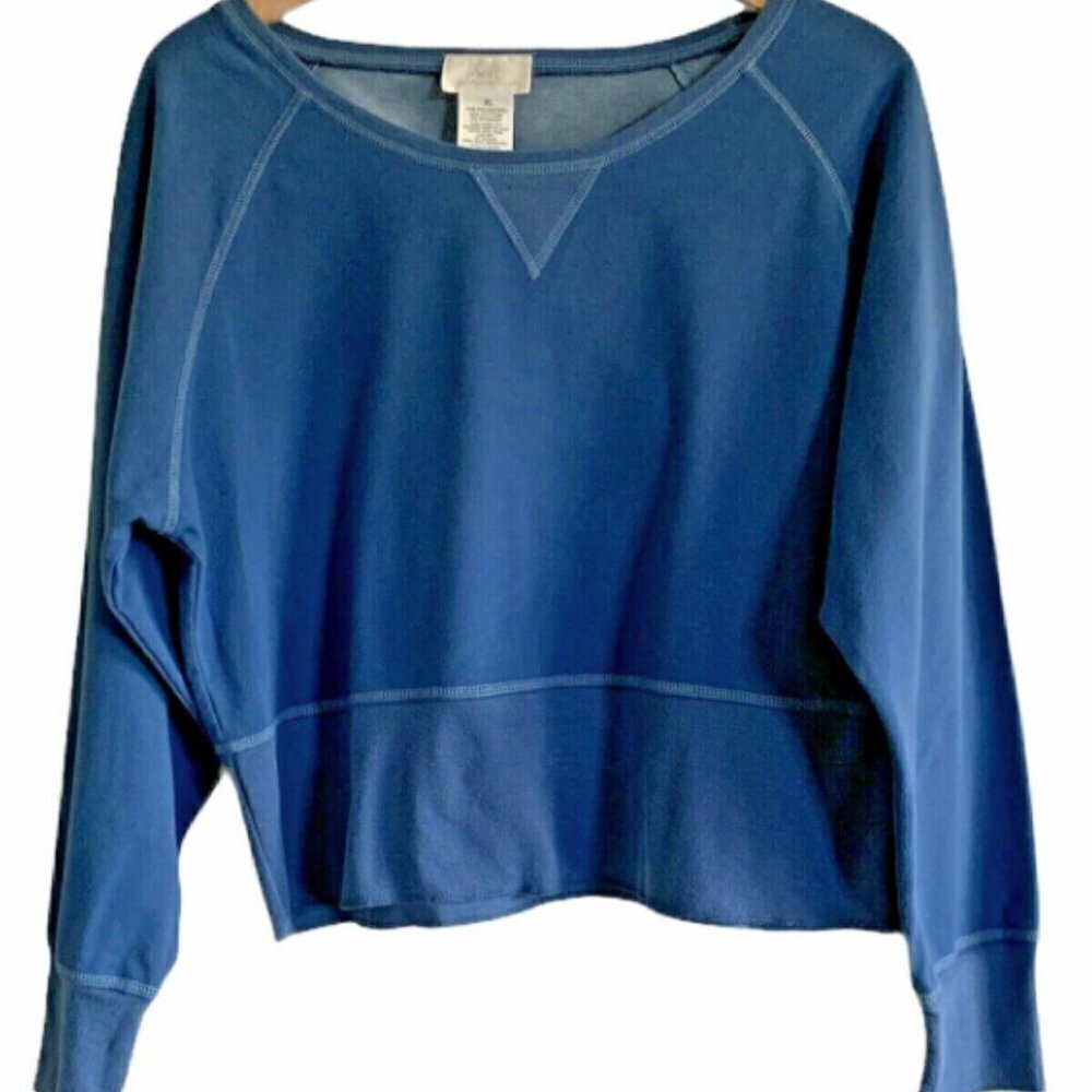 Soft Surroundings Relaxed Long Sleeve Top Soft Cropped Lightweight XL Blue 57Q - Picture 2 of 6